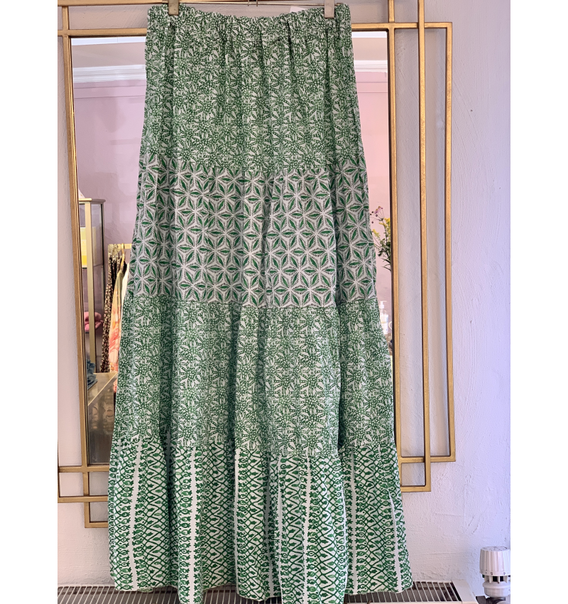 Thea nederdel i grønt print