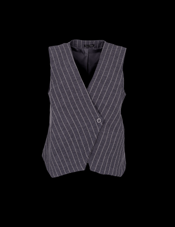 Black colour box vest grey pin stripe