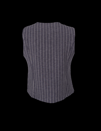 Black colour box vest grey pin stripe
