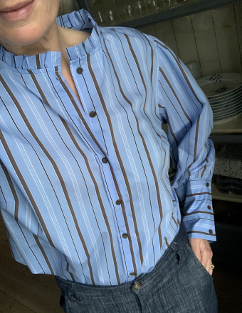 Luxzuz lyseblå stribet skjorte